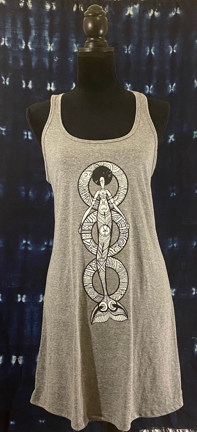 Ethnic Mermaids Wearable - Gray Racerback Mini Dress