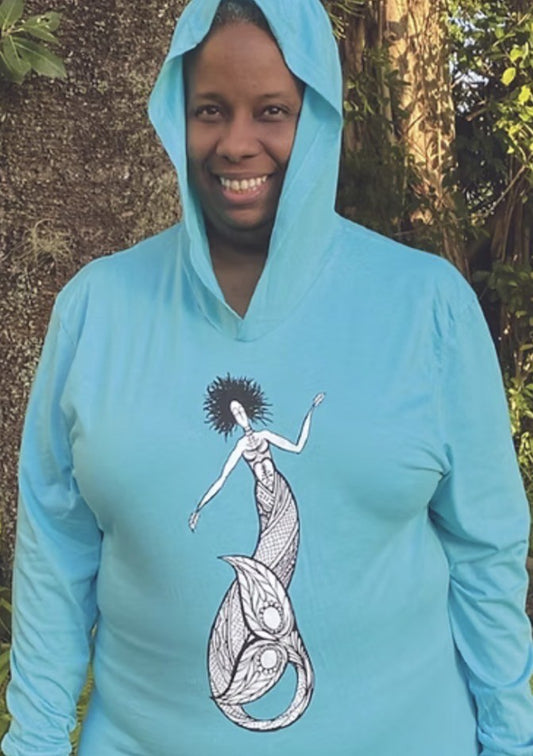 Ethnic Mermaids Wearable Locks Hoodie (teal)