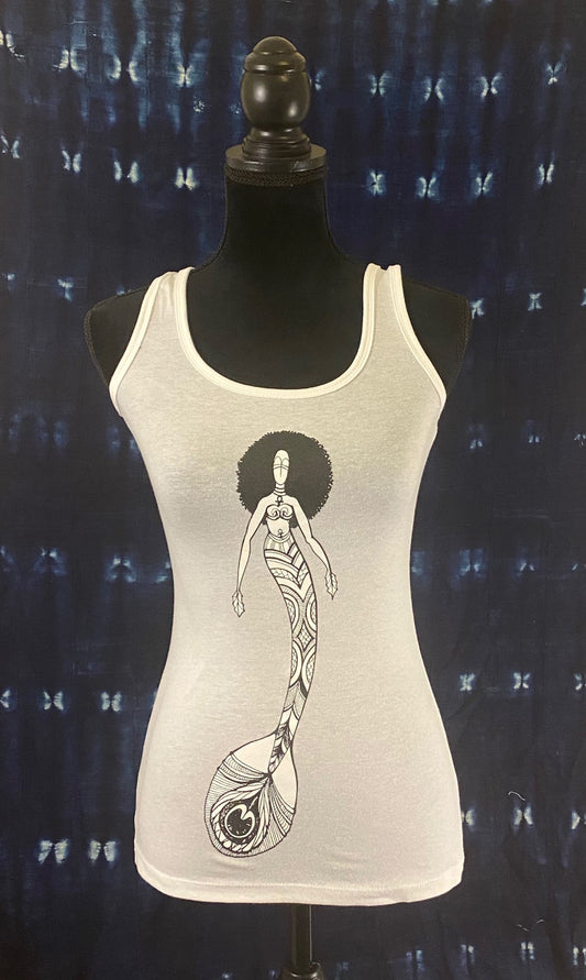 Ethnic Mermaids Wearable - Afro Racerback Tank (white)