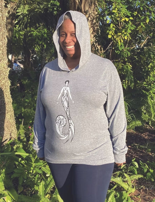 Ethnic Mermaids Wearable Mini Fro Hoodie (gray)