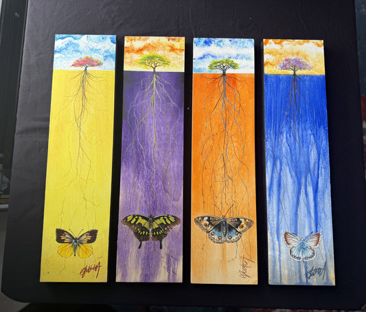 Rooted Ground-Butterfly on Wood- Original