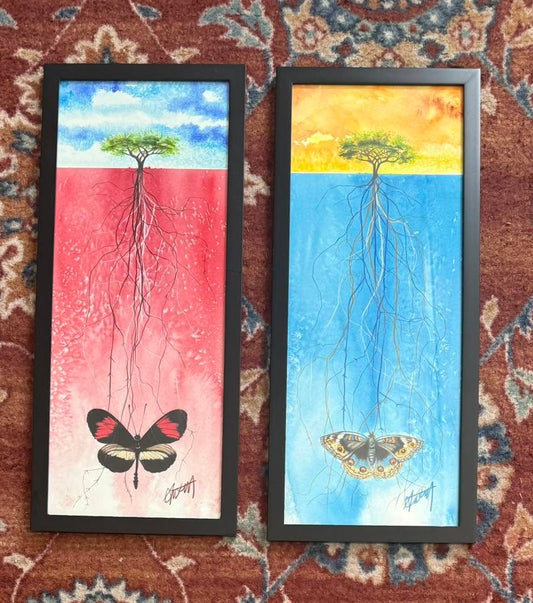 Rooted Ground with Butterfly-Framed- Original